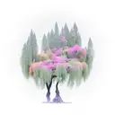 willow tree three mountains  tattoo design idea