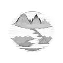 willow tree three mountains  tattoo design idea