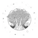 willow tree three mountains  tattoo design idea