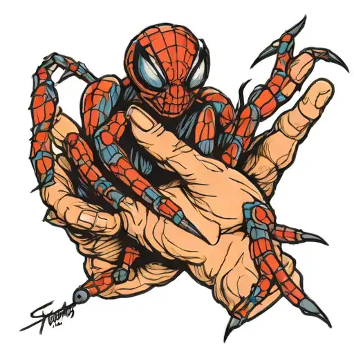 spider in hand tattoo design idea