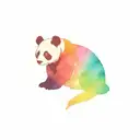 sitting panda bear silhouette, behind is the northern lights in bi pride colors tattoo design idea
