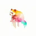 sitting panda bear silhouette, behind is the northern lights in bi pride colors tattoo design idea