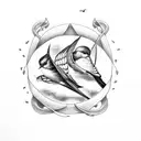 swallows inside an amphora tattoo design idea