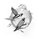 swallows inside an amphora tattoo design idea