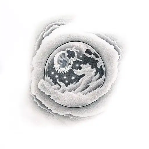 single realistic full moon tattoo design idea