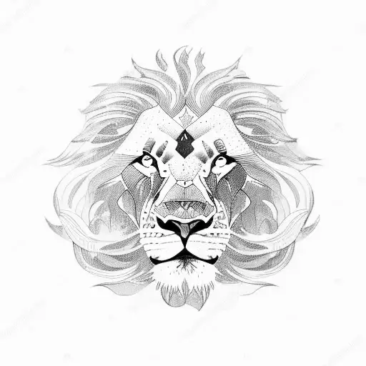 A lion made of waves crashing onto the shore tattoo design idea