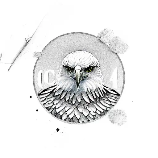 A coffee cup with an eagle soaring above it tattoo design idea