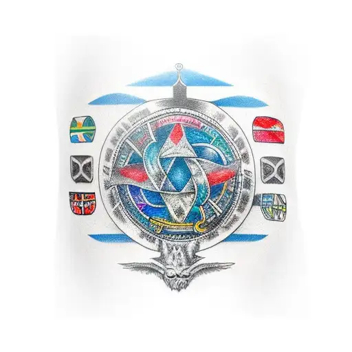 norse Ægishjálmr, vegvisir, yggdrasil full sleeve with leather braver on the forearm tattoo design idea