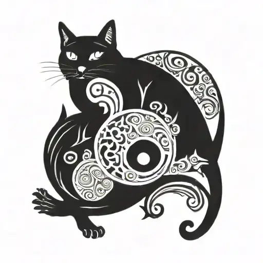 cat and dog yin yang symbol tattoo design idea