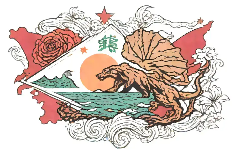 california flag Arizona flag morphing tattoo design idea