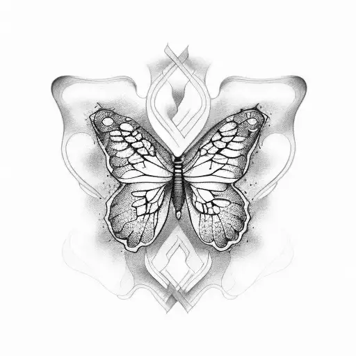 amber and butterfly tattoo design idea
