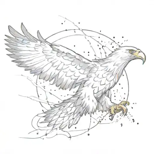 A majestic eagle soaring through a paint splatter sky tattoo design idea