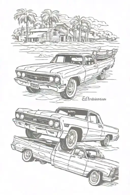 el Camino Chevy name Lou I tattoo design idea