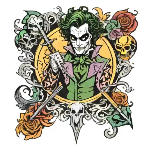 prince bats joker tattoo design idea