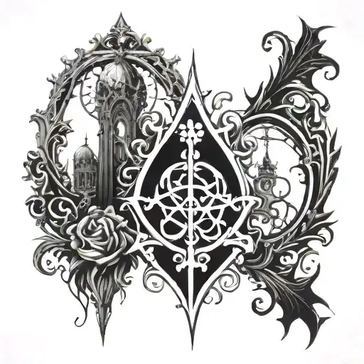 Religious symbols integrated tattoo design idea