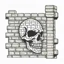 brick wall with death tattoo design idea