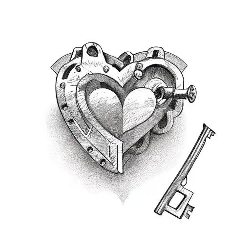 Heart Lock and Key with Roses tattoo design idea