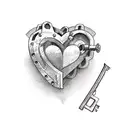 Heart Lock and Key with Roses tattoo design idea