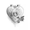 Heart Lock and Key with Roses tattoo design idea