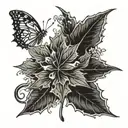 maple leaf and padilla flowers and butterflies tattoo design idea