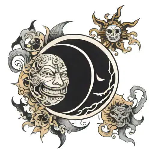 soul eater sun and moon tattoo design idea