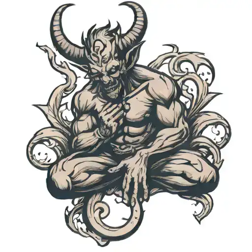 devil praying for forgiveness from god symbol in alchemy tattoo design idea