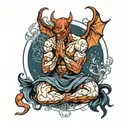 devil praying for forgiveness from god Hermes tattoo design idea