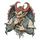 devil praying for forgiveness from god Hermes tattoo design idea