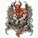 devil praying for forgiveness from god Hermes tattoo design idea