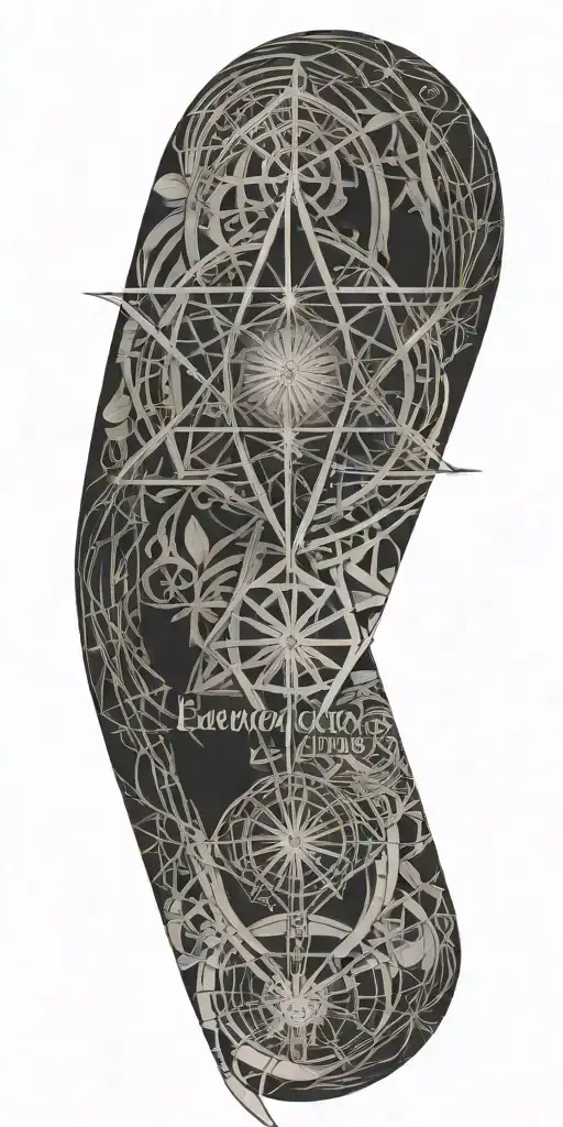 interconnected human nature geometric with text "eventually everything connects" tattoo design idea