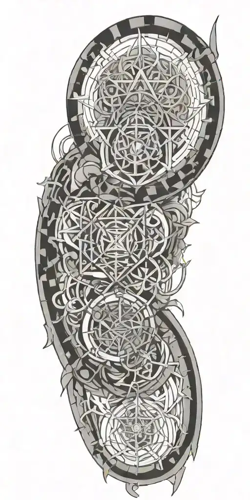 interconnected human nature geometric with text "eventually everything connects" tattoo design idea