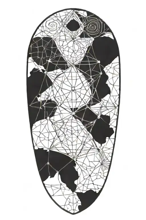 interconnected human nature geometric with text "eventually everything connects" network space  tattoo design idea