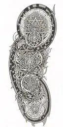 interconnected human nature geometric with text "eventually everything connects" tattoo design idea