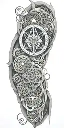 interconnected human nature geometric with text "eventually everything connects" tattoo design idea