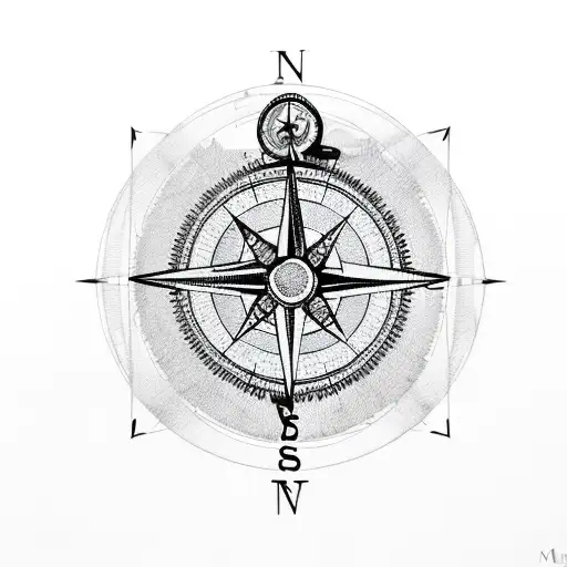 A traveler's compass with a bear and wolf intertwined in the design tattoo design idea