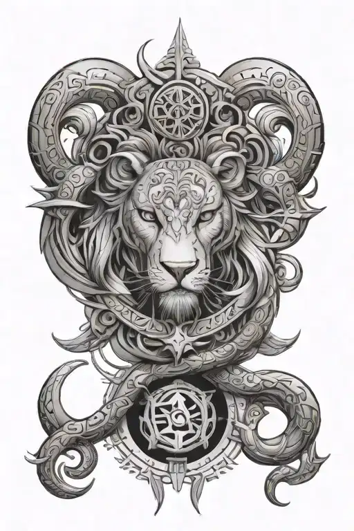 combination of zodiac signs leo, scorpio anf libra tattoo design idea
