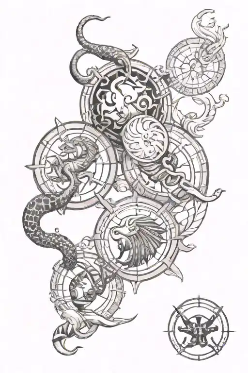 combination of zodiac signs leo, scorpio and libra tattoo design idea