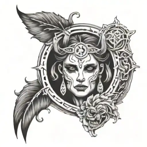 hecate line simbol tattoo design idea