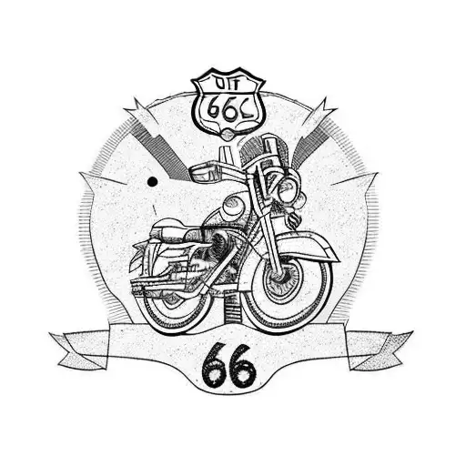 Route 66 with motorcycle tattoo design idea