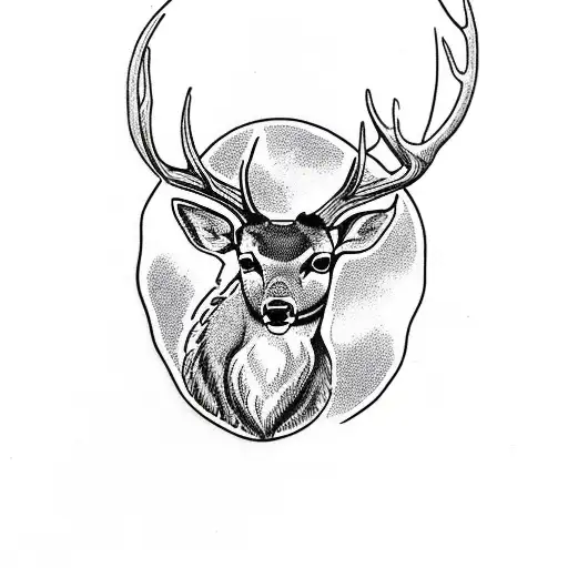 deer in mide of the forest fullmoon twiligth, full arm tattoo design idea