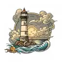 lighthouse in thunderstorm tattoo design idea
