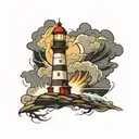 lighthouse in thunderstorm tattoo design idea