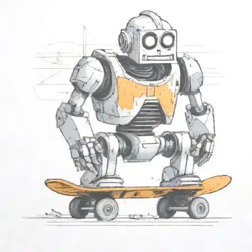 Iron Giant  rusting on skateboard. Gap on head tattoo design idea