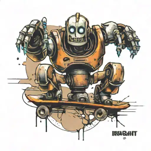 Iron Giant  rusting on skateboard tattoo design idea