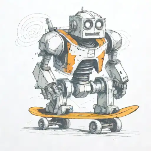 Iron Giant  rusting on skateboard with propell Gap  tattoo design idea