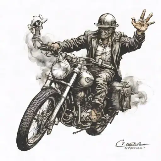 Copperman drifting to bar tattoo design idea