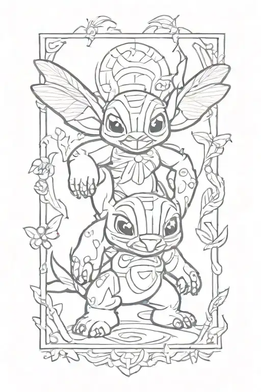 Lilo and stitch pattern tattoo design idea