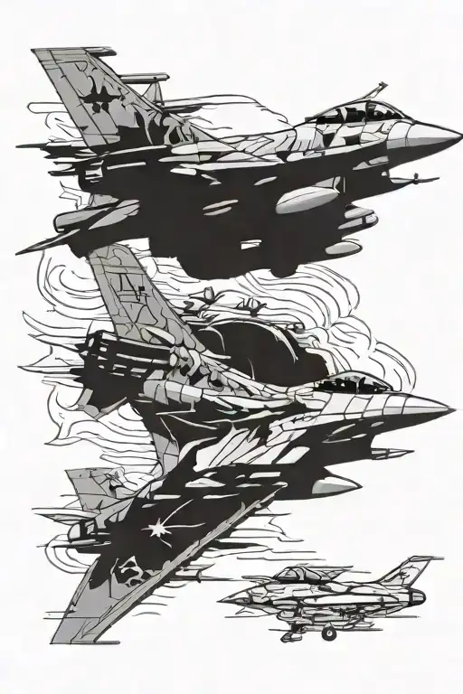 drunkdrivinf F16 jet on missilebarrage tattoo design idea
