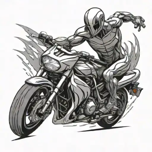 Silver surfer on Yamaha stuntbike tattoo design idea
