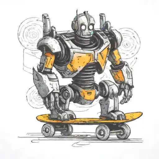 Iron Giant  rusting on skateboard tattoo design idea